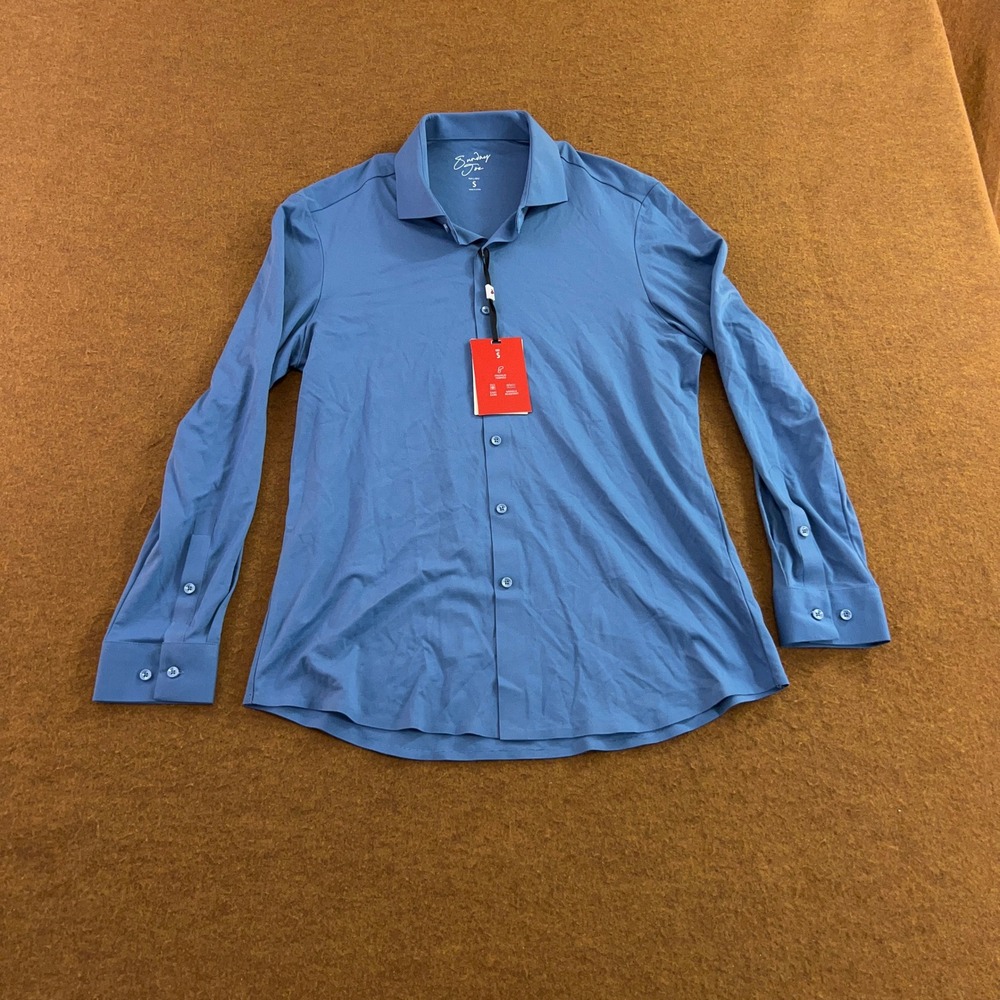 Sunday Joe Mens Small Sky Blue Performance Modern Fit Button Down Shirt NWT